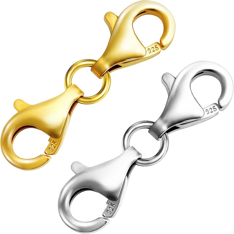 OHINGLT Double Lobster Claw Clasps 925 Sterling Silver Necklace Extender, Double End Design Necklace Clasps and Closures, Bracelet Connector Suitable for Jewelry Making - Image 1